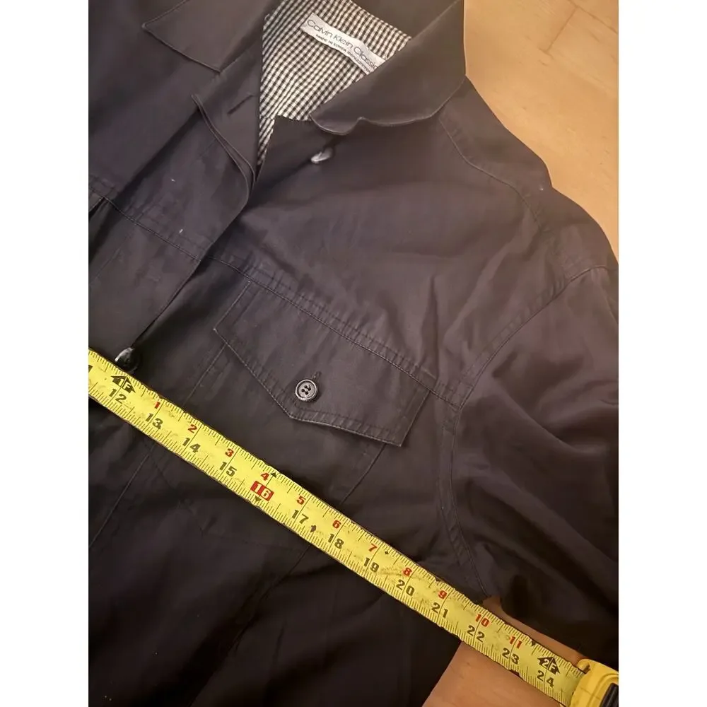 VTG Calvin Klein Classics Cotton Bomber Utility Black Grey Lined Jacket 8 - Picture 6 of 6